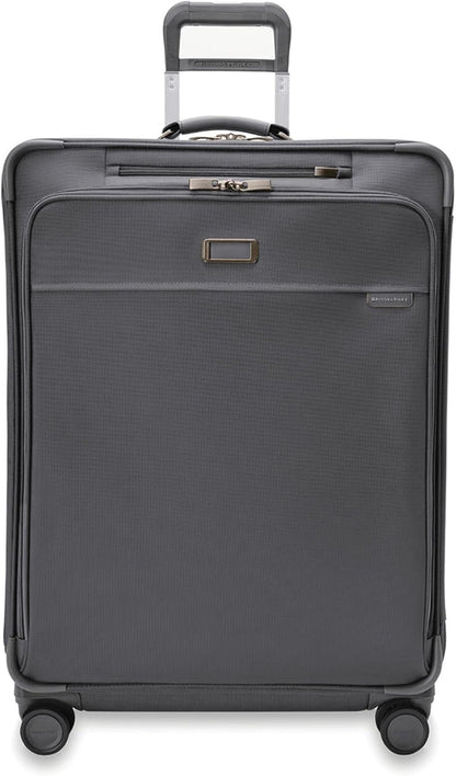Briggs & Riley 29" Large Expandable Spinner - Checked Luggage for Travel, Suitcases with Wheels, Softside Rolling Bag for Men & Women, Self-Repairing Zipper - Baseline Collection, Steel Gray