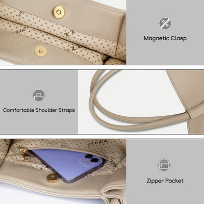 KKXIU Tote Bag for Women Vegan Leather Shoulder Purse Large Capacity Travel Bag