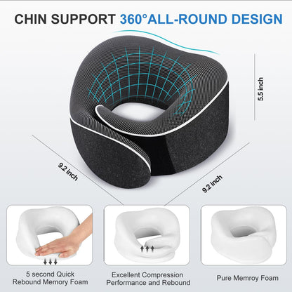 Travel Pillow, Best Memory Foam Neck Pillow Head Support Soft Pillow for Sleeping Rest, Airplane Car & Home Use (1Black)