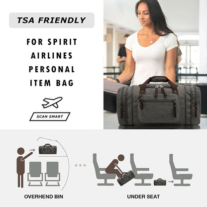 Felipe Varela Duffle Bag for Men, Expandable Canvas Duffel Bag for Travel, Mens Carry On Luggage Bags Traveling Weekender Gym Overnight Bags for Airplanes, Grey