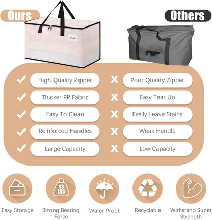 Heavy Duty Moving Bags - Extra Large Packing Bags and Storage Totes, Collapsible and Foldable Option for Moving and Storage, Clear, 93 L - 6 Pack