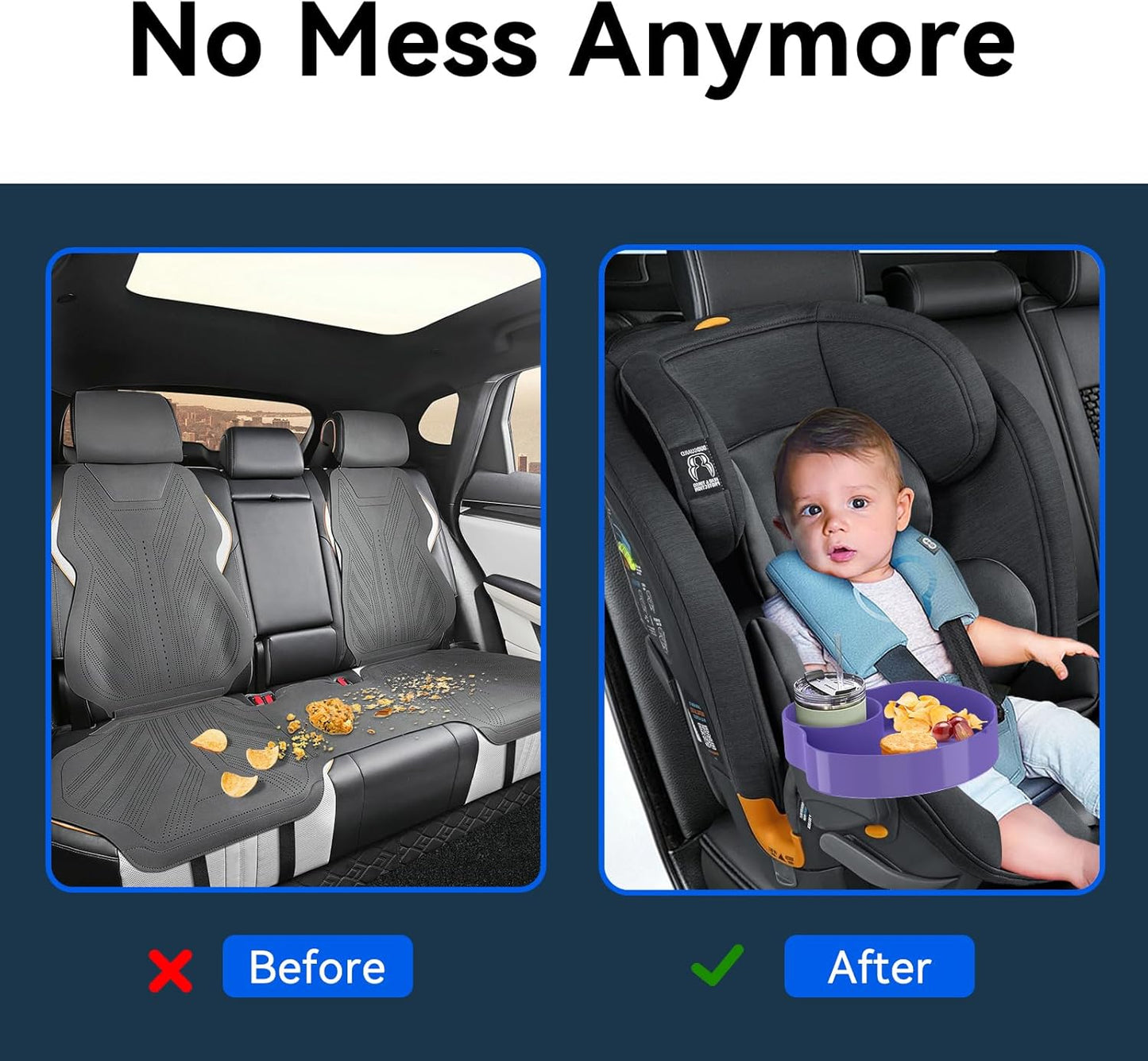 Kids Car Seat Tray, Travel Tray with Cup Holder for Toddler Baby, Kids Car Seat Food Snack Organizer for Road Trip, Stroller snack Organizer Travel Must Haves Toddler Must Haves (Purple, 1 PCS)