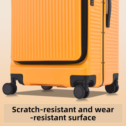 2 pieces 20/29 Aluminum Frame Carry On and Checked Luggage Set with Side Opening, Lightweight Hardshell ABS+PC Trunk Suitcase with TSA Lock, 360° Universal Wheels & Adjustable Handle, Orange