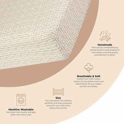 Crane Baby Crib Sheet, Neutral Hashtag Crib Sheets & Toddler Sheets, 100% Cotton Crib Sheets for Standard Crib Mattress(28"x 52"), Breathable Crib Sheets, Fitted Crib Sheets for Boys and Girls