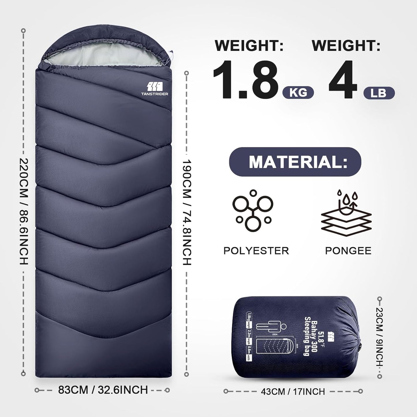 Sleeping Bags for Adults Cold Weather,Portable, Waterproof,Lightweight Camping Sleeping Bag for Tall Girls Boys with Compression Sack for Warm Camping, Hiking, Outdoor & Indoor
