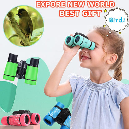 Kids Binoculars Best Gifts for 3-12 Years Boys Girls High-Resolution Optics Shockproof Mini Compact Binocuolar Toys Folding Small Telescope for Bird Watching Camping Outdoor Play