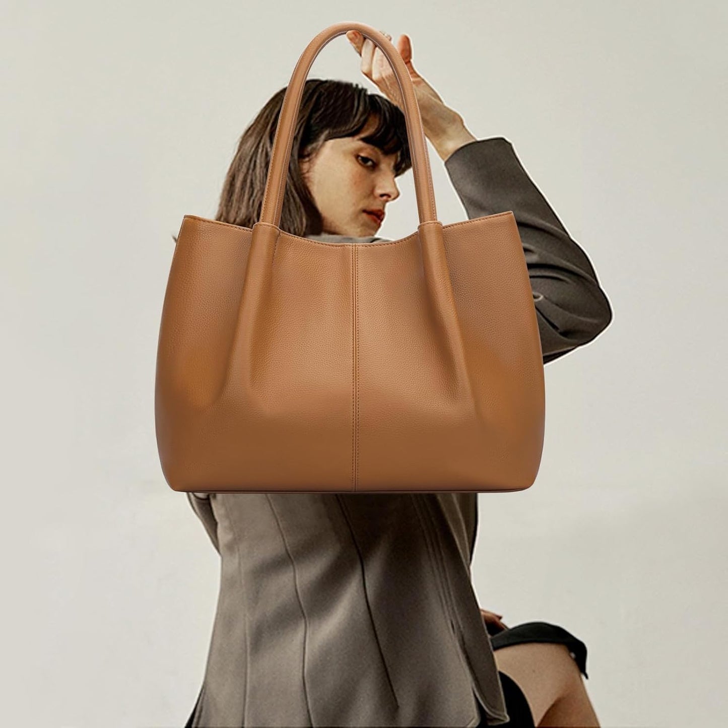 KKXIU Tote Bag for Women Vegan Leather Shoulder Purse Large Capacity Travel Bag