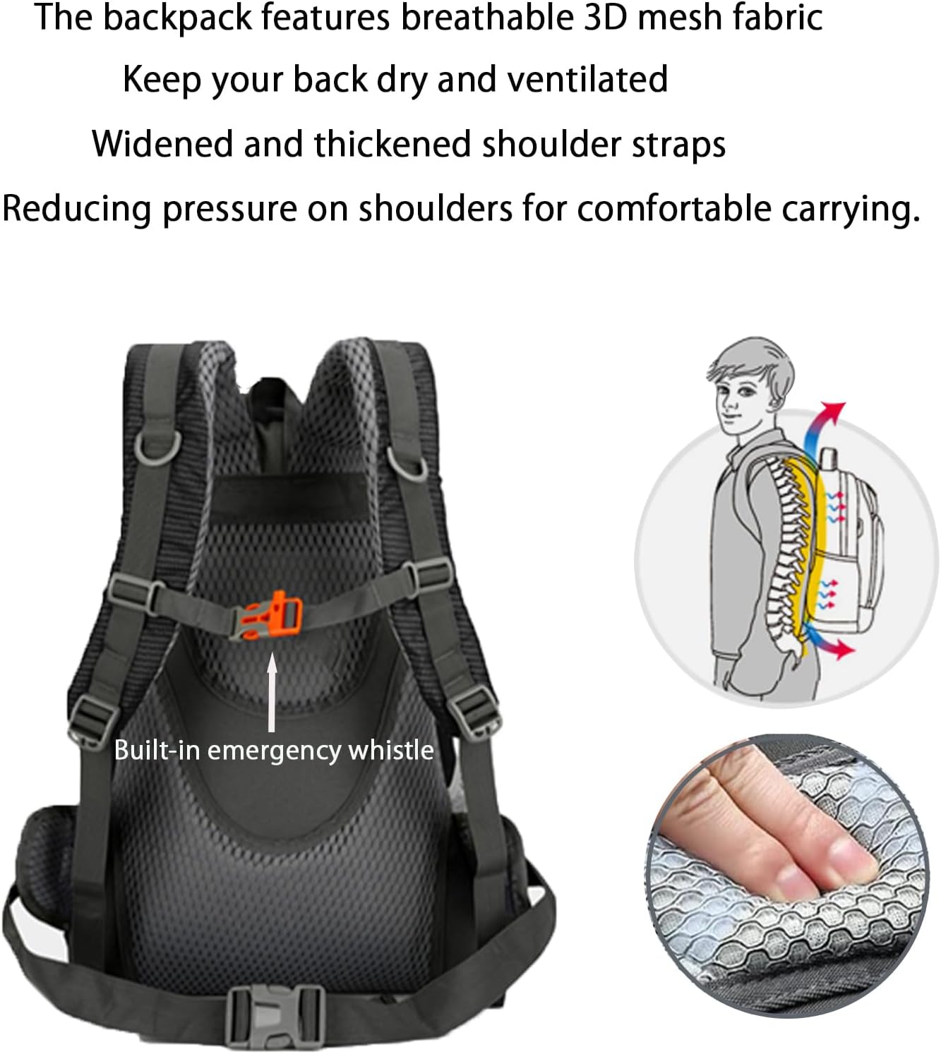 35L Hiking Backpack, Camping Backpack for Adventures, Black