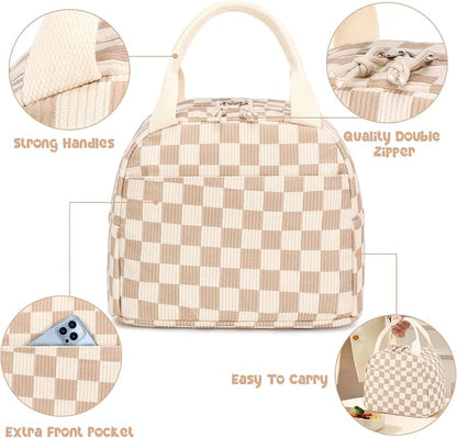 Bluboon Lunch Bag for Women Men Cute Corduroy Lunch Tote Bags Reusable - Image 3