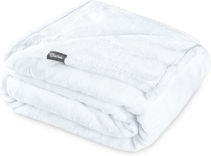Bare Home Fleece Blanket - Throw/Travel - Ultra-Soft Lightweight for Bed, Sofa, and Couch - Luxury Microplush - Cozy Warm Blanket (Throw/Travel, White)