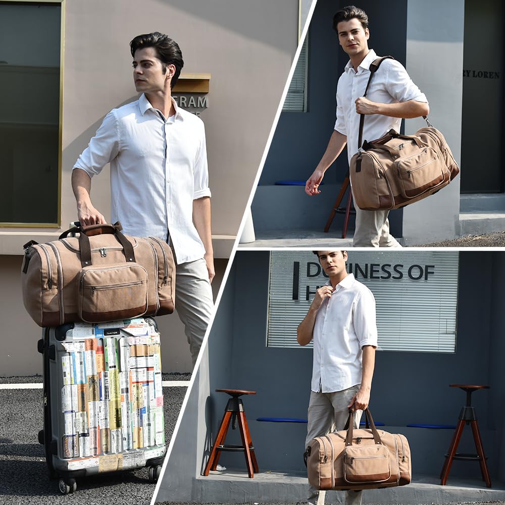 Dimayar Expandable Duffle Bag for Men, 50L Large-Capacity Weekender, Water-Resistant Mens Duffle Bags for Traveling, Lightweight & Durable Overnight Carry-On, Versatile Gym and Travel Bag