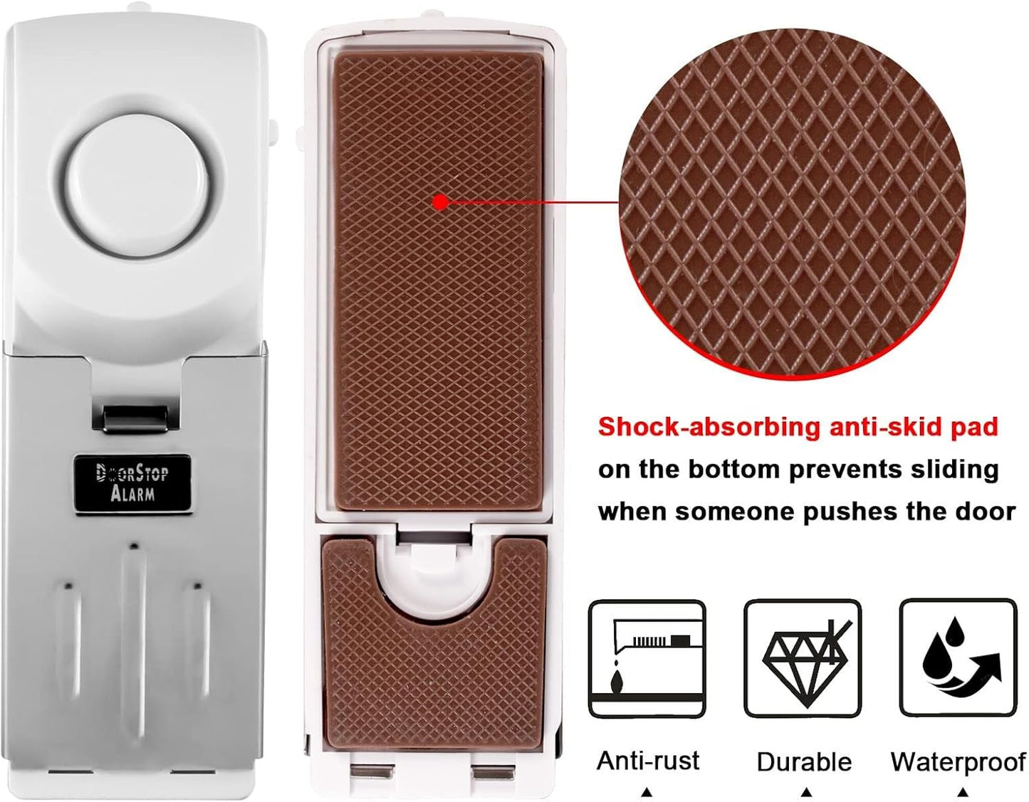 KERUI Upgraded Door Stop Alarm with Portable Door Lock, 120dB Siren Security Door Stopper Wedge Alarms for Travel Hotel Home Apartment, Door Stopper Alarm with 3 Levels Sensitivity (Pack of 4)