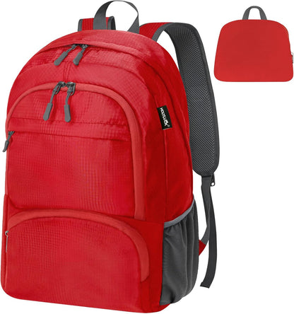 HOLYLUCK 20L lightweight packable Hiking Daypack Foldable Backpack for Men Women Small Travel Outdoor Foldable Shoulder Bag-red