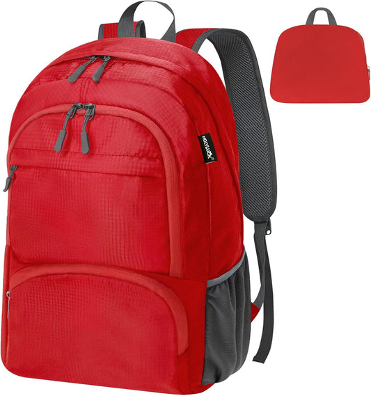HOLYLUCK 20L lightweight packable Hiking Daypack Foldable Backpack for Men Women Small Travel Outdoor Foldable Shoulder Bag-red