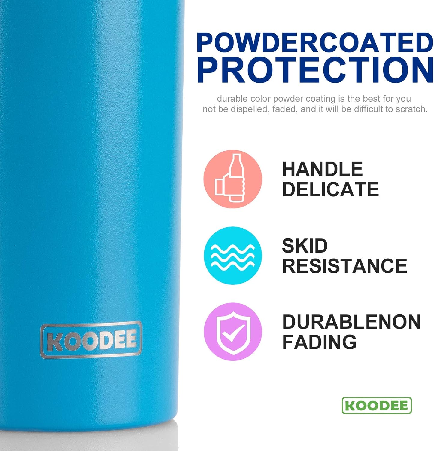 koodee 20 oz Stainless Steel Skinny Tumblers (4 Pack) Double Wall Insulated Water Tumbler Cup with Straw, Lids and Straw Brushes (Baby blue/White/Pink/Sky Blue)