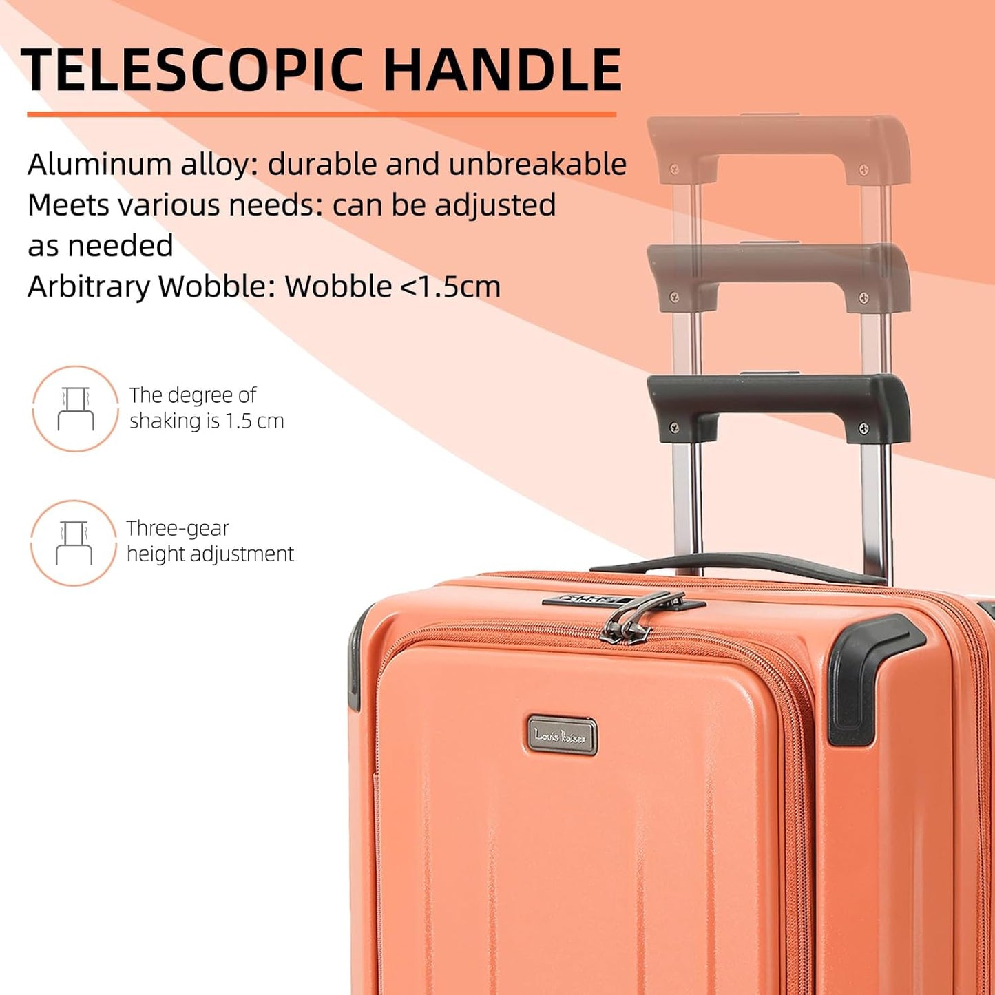 Carry On Luggage, 20Inch & 29 Inch Top Opening Airline Approved ABS+PC Hard Shell Suitcases with Silent Wheels, TSA Lock,Front Pocket and Wet-dry Separated Six-piece Set (AD Orange, 20Inch & 29 Inch)