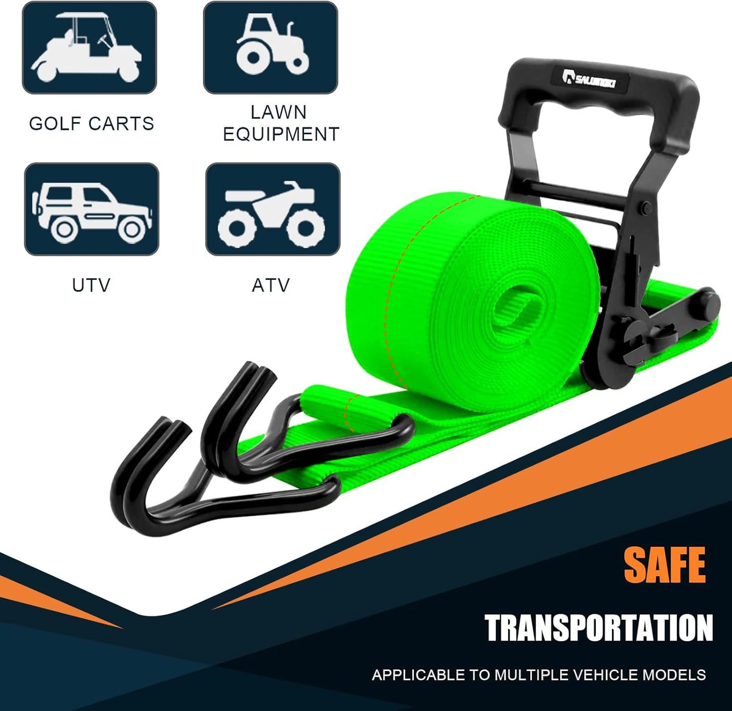 6 Pack 2 inch Ratchet Straps Heavy Duty J Hook 2 in x 15ft with Strong Ratcheting, Cargo Load Tie Down Strap 2200lbs Working Load for Trucks Green