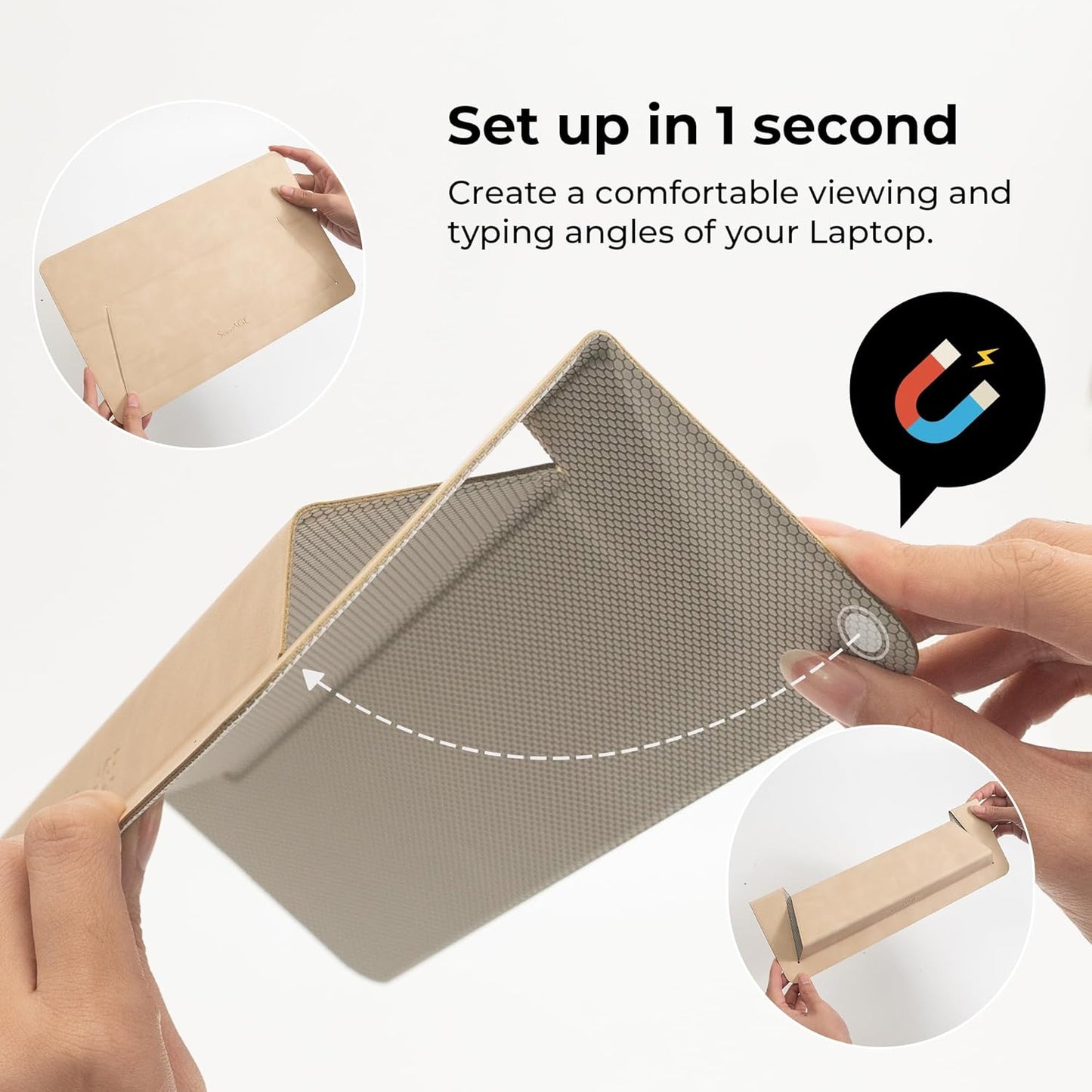 SenseAGE Laptop Stand for Desk, Office, Ergonomic Notebook Stand, Foldable & Portable Travel FlatStand, Lightweight, Anti-Slip, Compatible with MacBook Air, Pro, and Up to 15.4" Laptops (Silver)