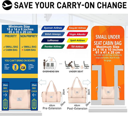 Travel Duffel Bag, Sports Tote Gym Bag, Shoulder Weekender Overnight Bag for Women