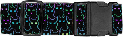 Luggage Straps for Suitcases Travel Belt Accessories, Cute Suitcase Strap, Adjustable Luggage Belt Strap, Heavy Duty with Quick-Release Buckle Luggage Strap Cute Black Cats