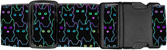 Luggage Straps for Suitcases Travel Belt Accessories, Cute Suitcase Strap, Adjustable Luggage Belt Strap, Heavy Duty with Quick-Release Buckle Luggage Strap Cute Black Cats