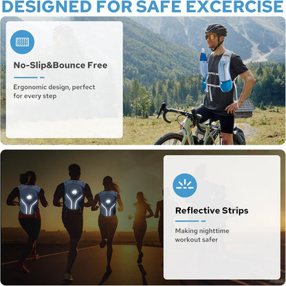 Lightweight Running Vest for Women Men, Adjustable Hydration Backpack with 500ml TPU Soft Flask, Breathable Reflective Large Capacity Water Backpack for Running Cycling Marathon Hiking