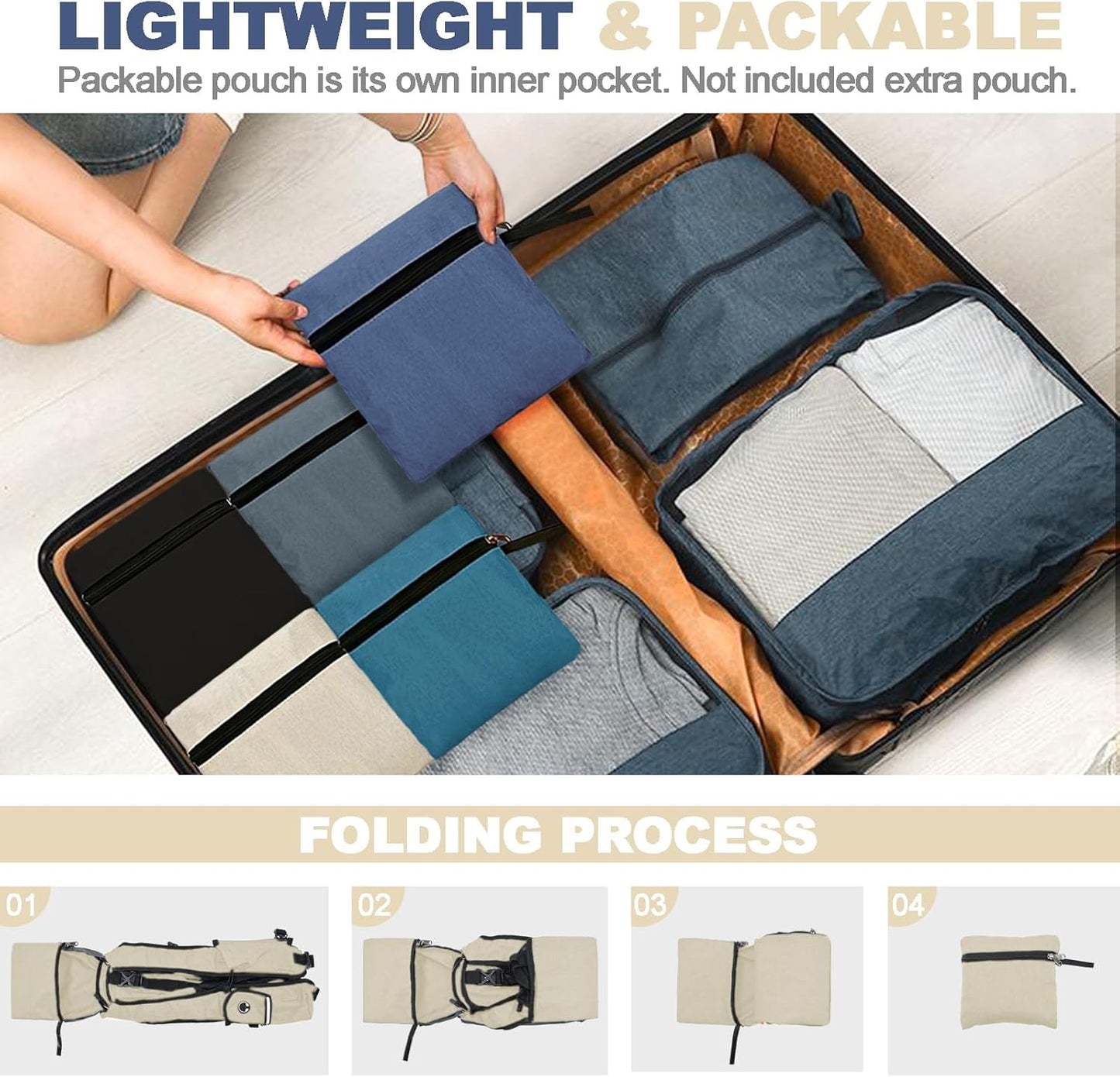 Seektop 15L Small Hiking Backpack for Women Men, Foldable Packable Backpack with Phone Pocket, Lightweight Travel Daypack for Hiking Camping Outdoor (Beige)