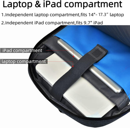 DUSLANG 17 Inch Travel Laptop Backpack Water Resistant College Backpack for Men Laptop Bag with USB Charging Port,Dark Grey