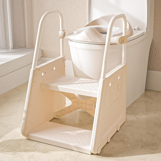 3-in-1 Adjustable Toddler Step Stool & Potty Seat with Removable Cushion, Splash Guard & Non-Slip Base– Sink and Kitchen Helper for Kids 1-3, Tool-Free Assembly