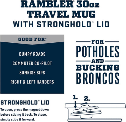 YETI Rambler 30 oz Travel Mug, Stainless Steel, Vacuum Insulated with Stronghold Lid