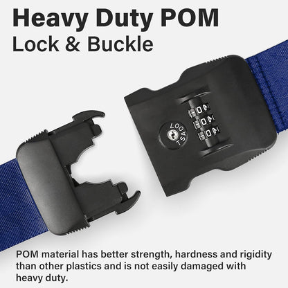 Luggage Straps, Blue TSA Approved Luggage Strap Belt with Combination Lock for Suitcases, 2 Pack Adjustable Heavy Duty Cross Suitcase Straps with Name Tags for Travel, Carry On Bags, Protect Luggage