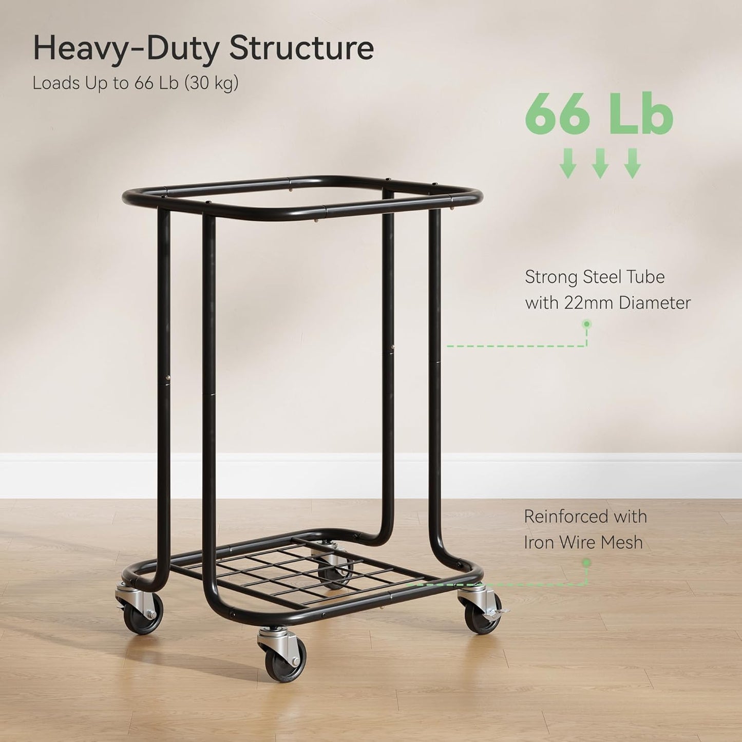 Laundry Basket with Wheels 150L/40Gal, Rolling Laundry Hamper with Steel Fram and Removable Washing Bag,Laundry Sorter Cart for Laundry Room,Hotel,Dorm,Black