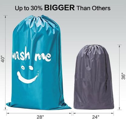 HOMEST 2 Pack XL Wash Me Travel Laundry Bag, Dirty Clothes Organizer, Large Enough to Hold 4 Loads of Laundry, Easy Fit a Laundry Hamper or Basket