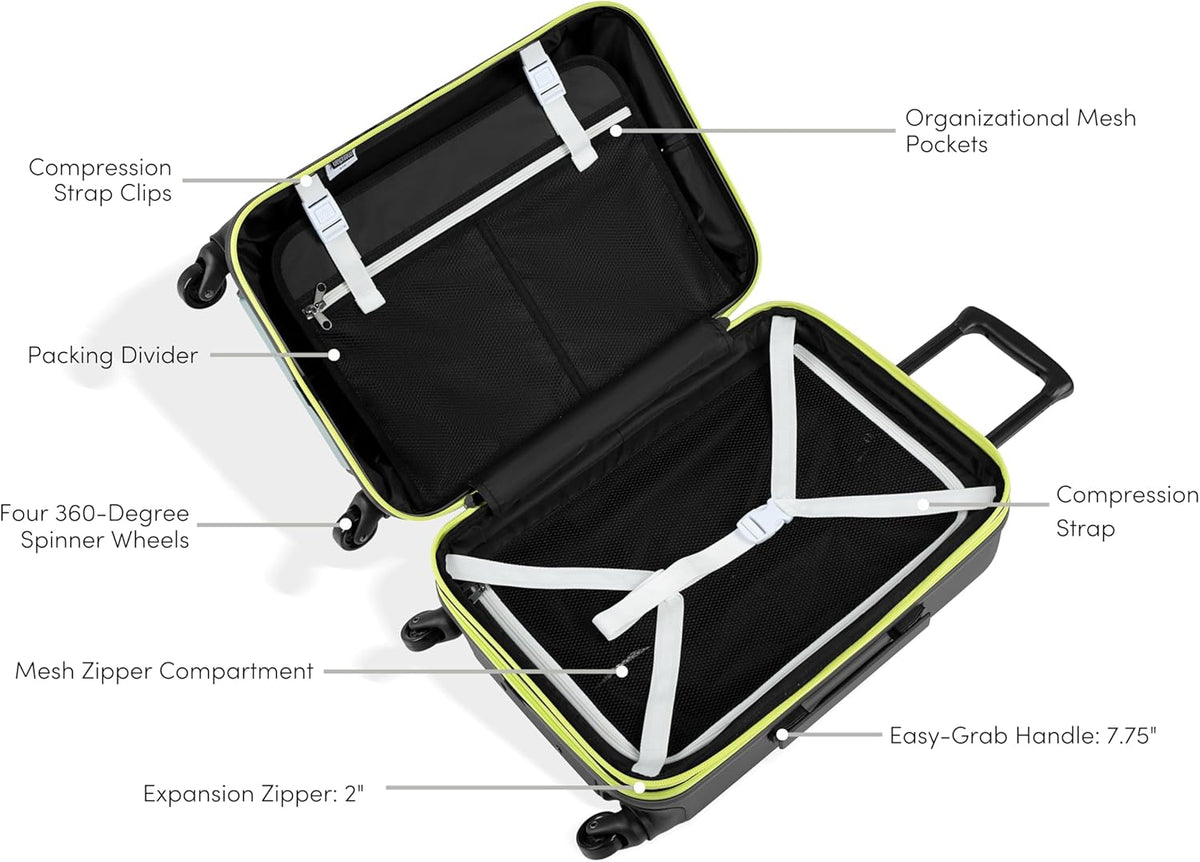 Sherpani Meridian, 22 Inch Carry On Luggage Airline Approved, Rolling Hardside Suitcase 22x14x9, Travel Luggage for Women, Expandable Suitcase, Travel Gift (St. Lucia)