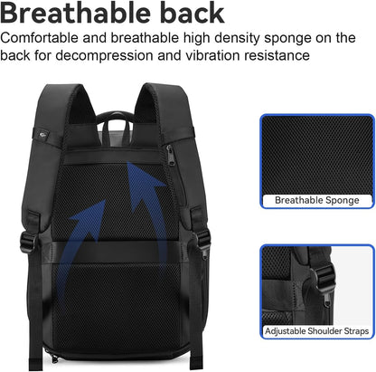 SOKOK Carry On Travel Backpack Waterproof Business Backpack with Laptop Compartment, Slim Hardshell Computer Backpack for Men and Women, Graphite