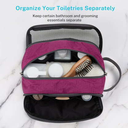 Gonex Travel Toiletry Bag Nylon, Cosmetic Makeup Bag for Women, Dopp Kit Shaving Bag Toiletry Organizer Rose Purple