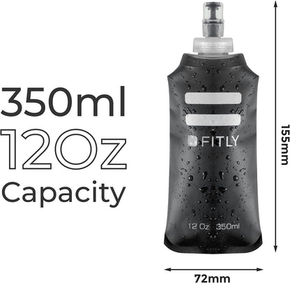 FITLY Soft Flask - Shrink As You Drink Soft Water Bottle for Hydration Pack - Folding Water Bottle Ideal for Running, Hiking, Cycling, Climbing & Rigorous Activity