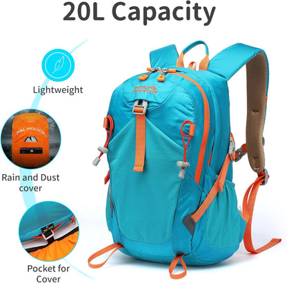 Small Hiking Backpack, 20L Lightweight Travel Backpacks For Men Women, Water Resistant Outdoor Day Pack, Ultralight Camping Daypack Backpacks, Durable Hiking Backpack Fit For Camping.(With Rain-cover)