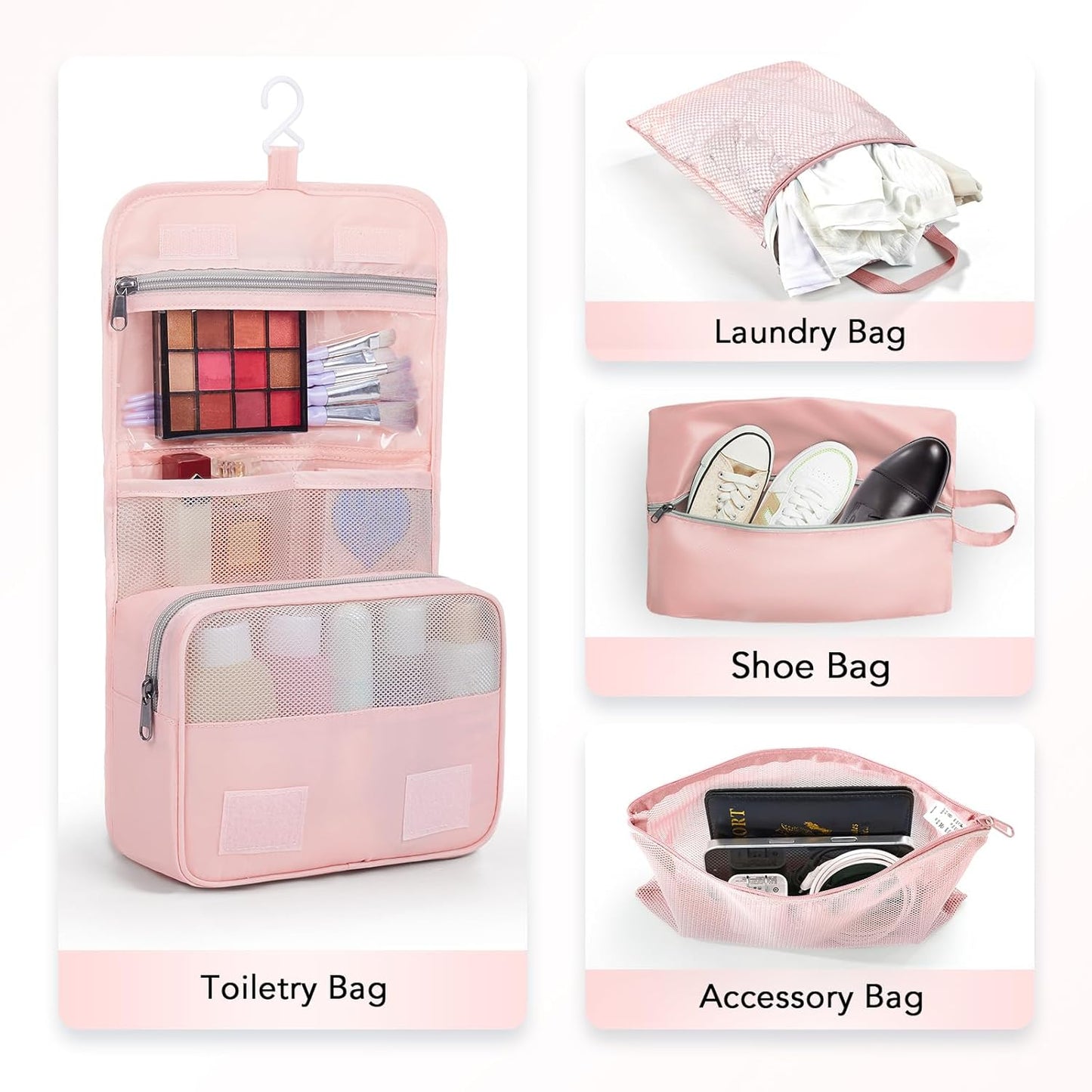 8 Set Compression Packing Cubes for Travel Essentials,Compressible Expandable Packing Cubes for Suitcase,OlarHike Luggage Organizer Bags for Travel,Handy Helper for Organizing Clothes(Pink)