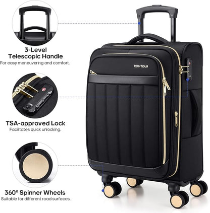 Softside Carry On Luggage 20 Inch Expandable Carry On Luggage 22x14x9 Airline - Image 3