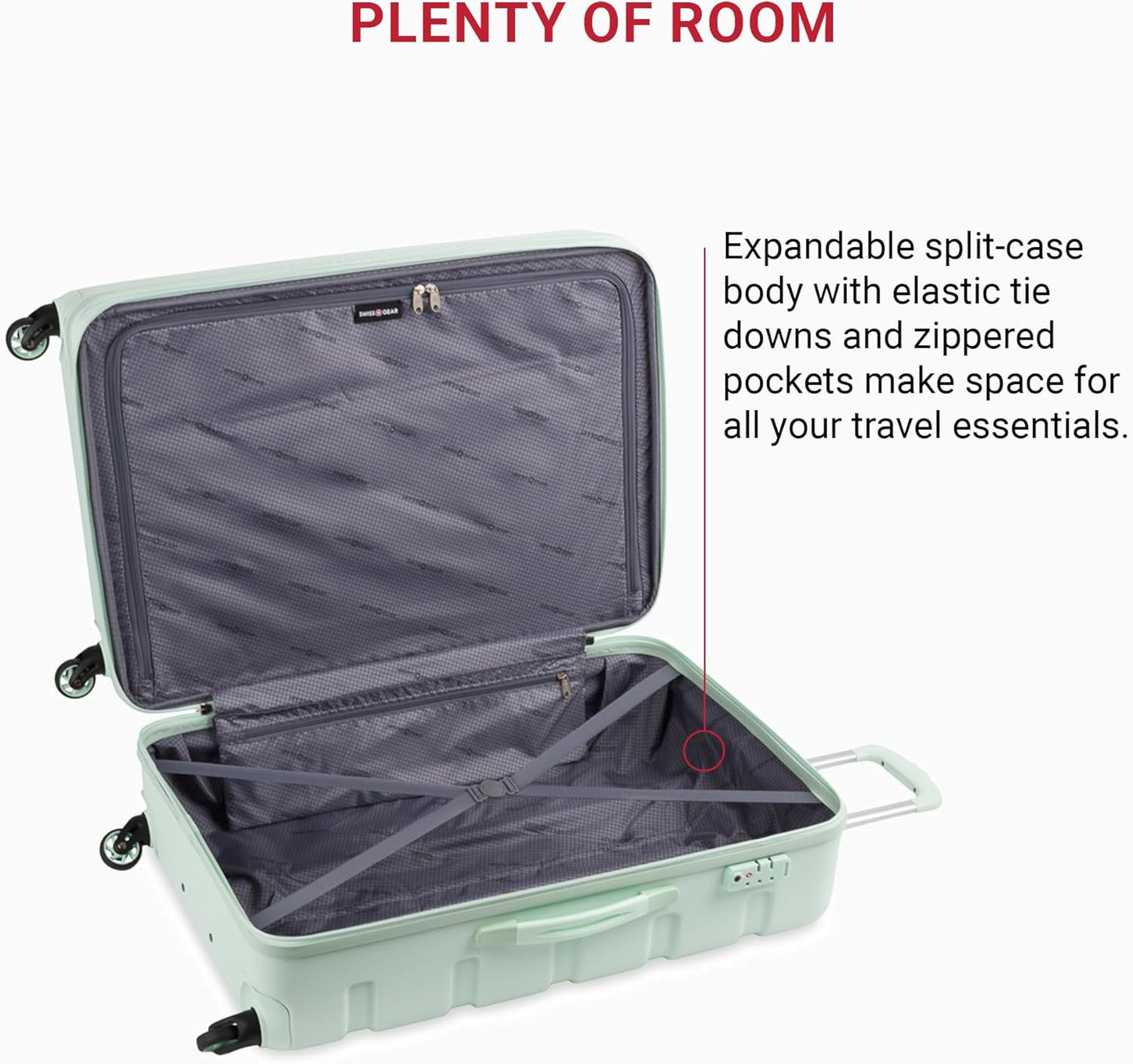 SwissGear 7366 Hardside Expandable Luggage with Spinner Wheels, Clearly Aqua, Checked-Large 27-Inch