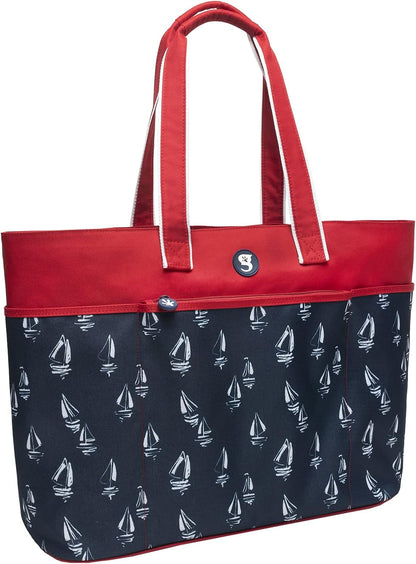 geckobrands Oversized Beach Tote – Large and Stylish Beach Bag with 4 Exterior Pockets and Zippered Internal Compartment