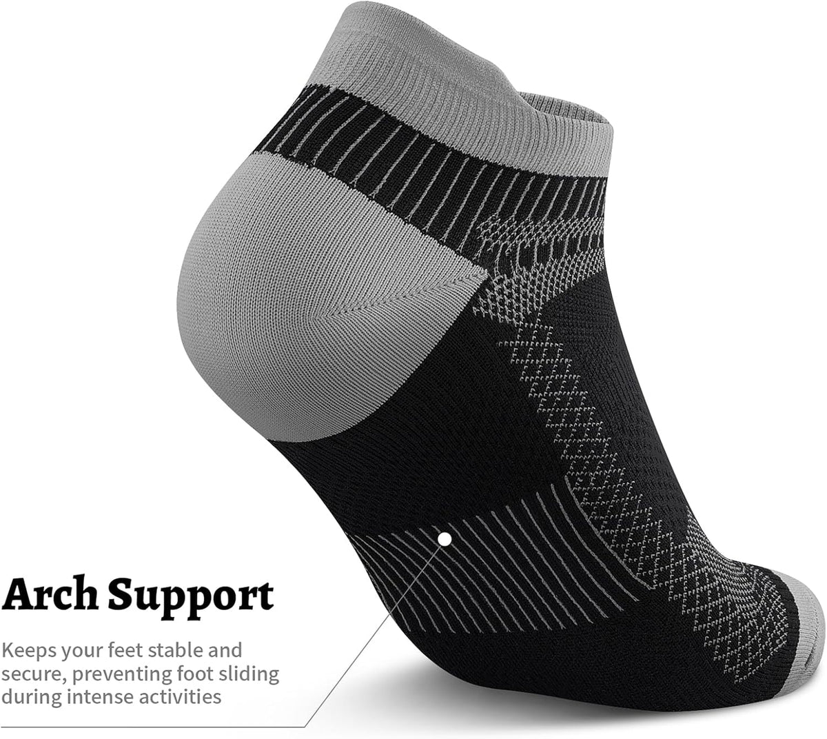 PAPLUS Ankle Compression Sock for Men and Women 2/4/6 Pairs, Low Cut Compression Running Sock with Ankle Support