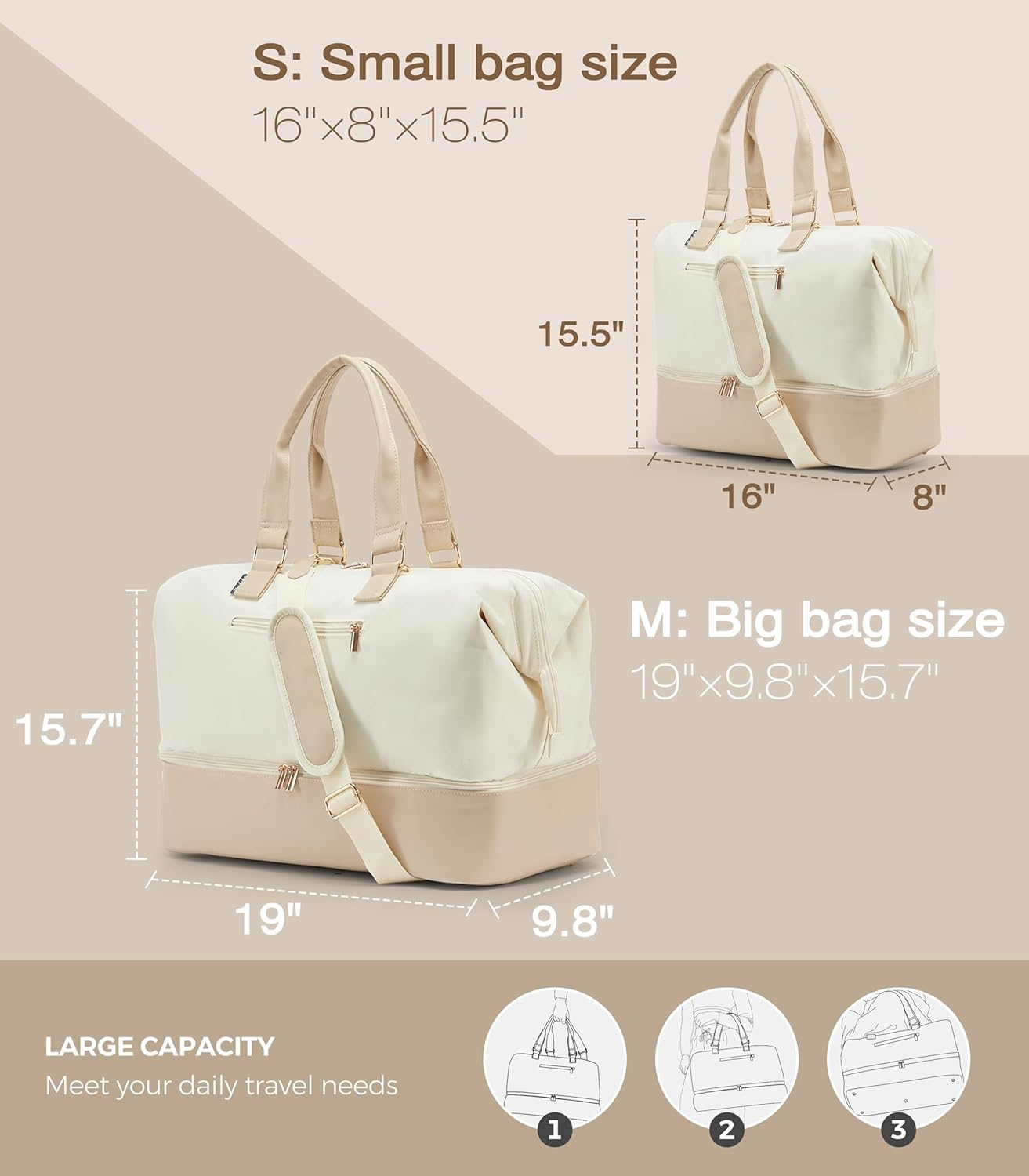 Weekender Bags for Women, Large Travel Duffel Bag with Shoes Compartment, Carry On Overnight Tote Bags with Toiletry Bags, Hospital Bags for Labor and Delivery