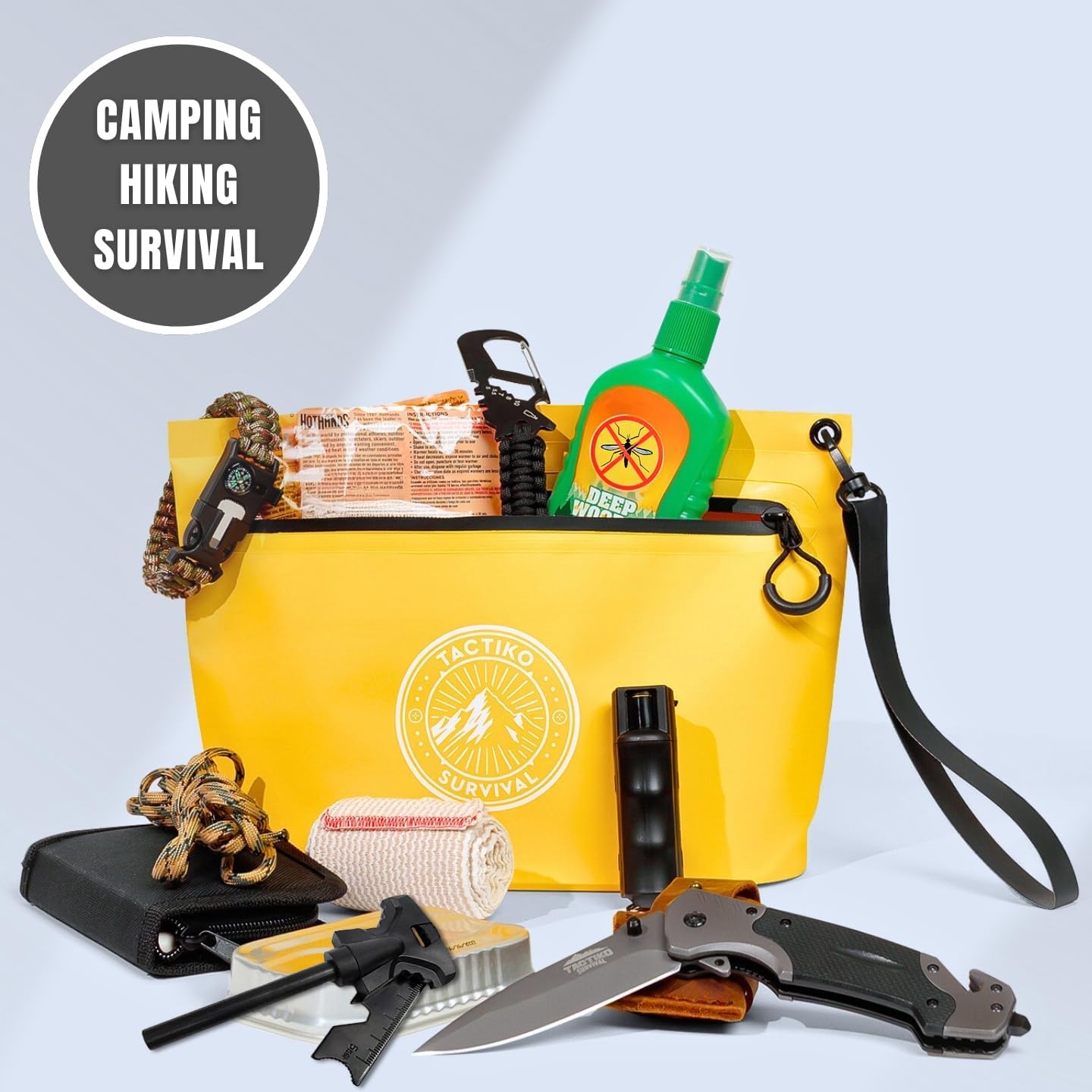 3-Pack Tactiko Heavy-Duty Splash Water Resistant Zipper Pouches - 3 L Hold-All Organizers for Dry Bags, Travel Bags (3, Yellow/Red/Gray)