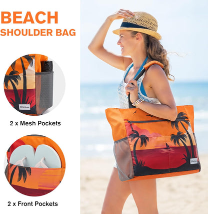 G4Free Beach Bag, Waterproof Sandproof Beach Tote Bag, Large Capacity Foldable for Women
