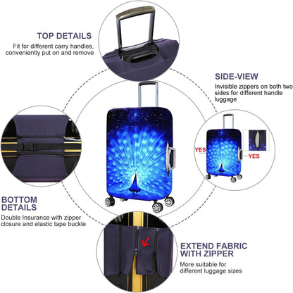 7-Mi Suitcase Cover 3D Print Design Travel Luggage Protector Trolley Case Cover 19"-20" Sleeve, BluePeacock