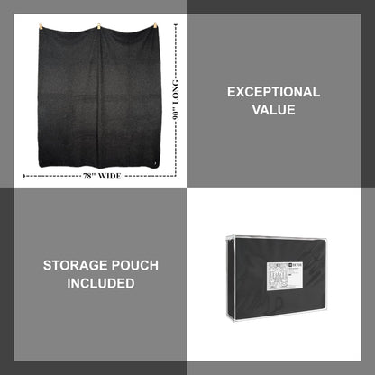 EKTOS 100% Virgin Wool Blankets, 90" x 78", Emergency Blanket for Car, Winter Camping (Charcoal, Full Size)