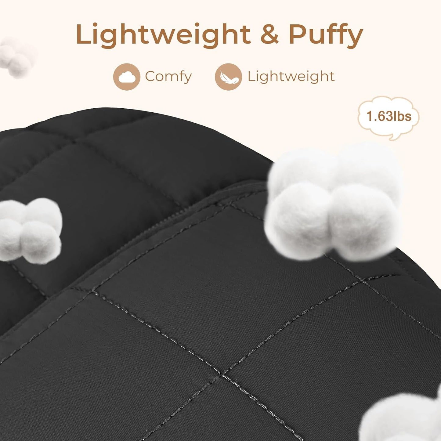 CLUCI 17.3 Inch Laptop Backpack for Women, Anti Theft Travel Backpack, Puffer Quilted Work Backpack, Water Resistant College Bookbag, Carry on backpack with RFID (Black)