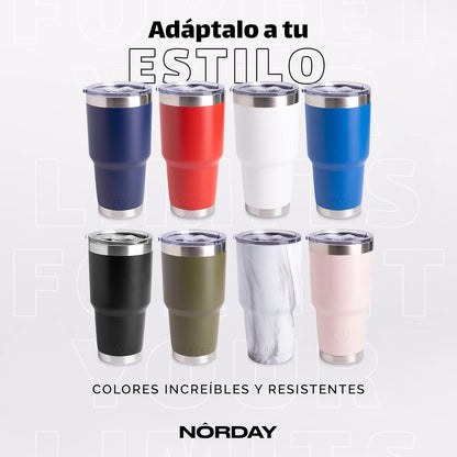 NORDAY | Tumbler with Lid - 30oz - Green Insulated Tumbler - Stainless Steel Tumblers - Double Wall Vacuum Insulated Travel Coffee Mug for Car Cup Holder - Keeps Temperature for 24hr - Anti Spill Lid